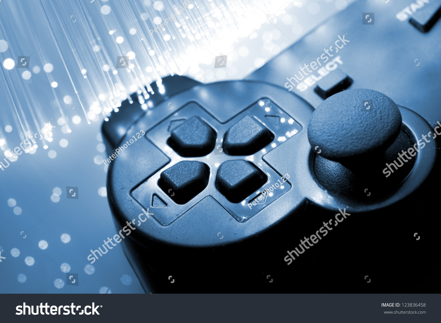 PowerPoint Template video game controller and blue 