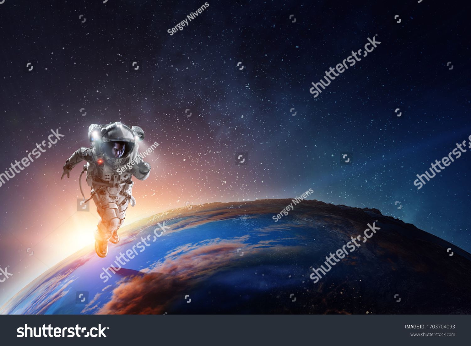 PowerPoint Template: astronomy astronaut-in-space-on-planet (iohkohlhuk)