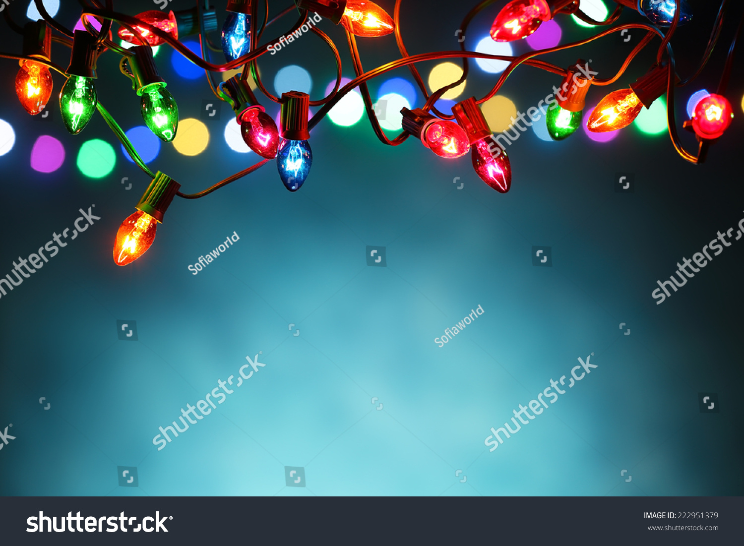 PowerPoint Template: light colors christmas lights over (jjjumikou)