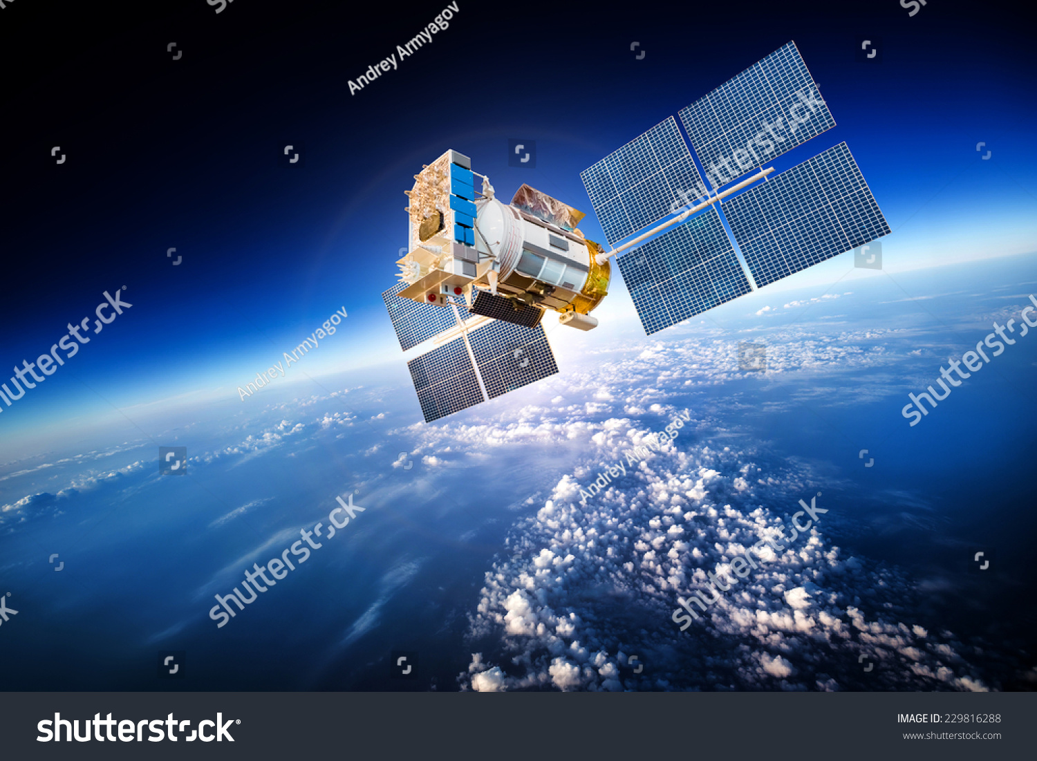 PowerPoint Template: Telecommunication - Space Satellite Orbiting The ...