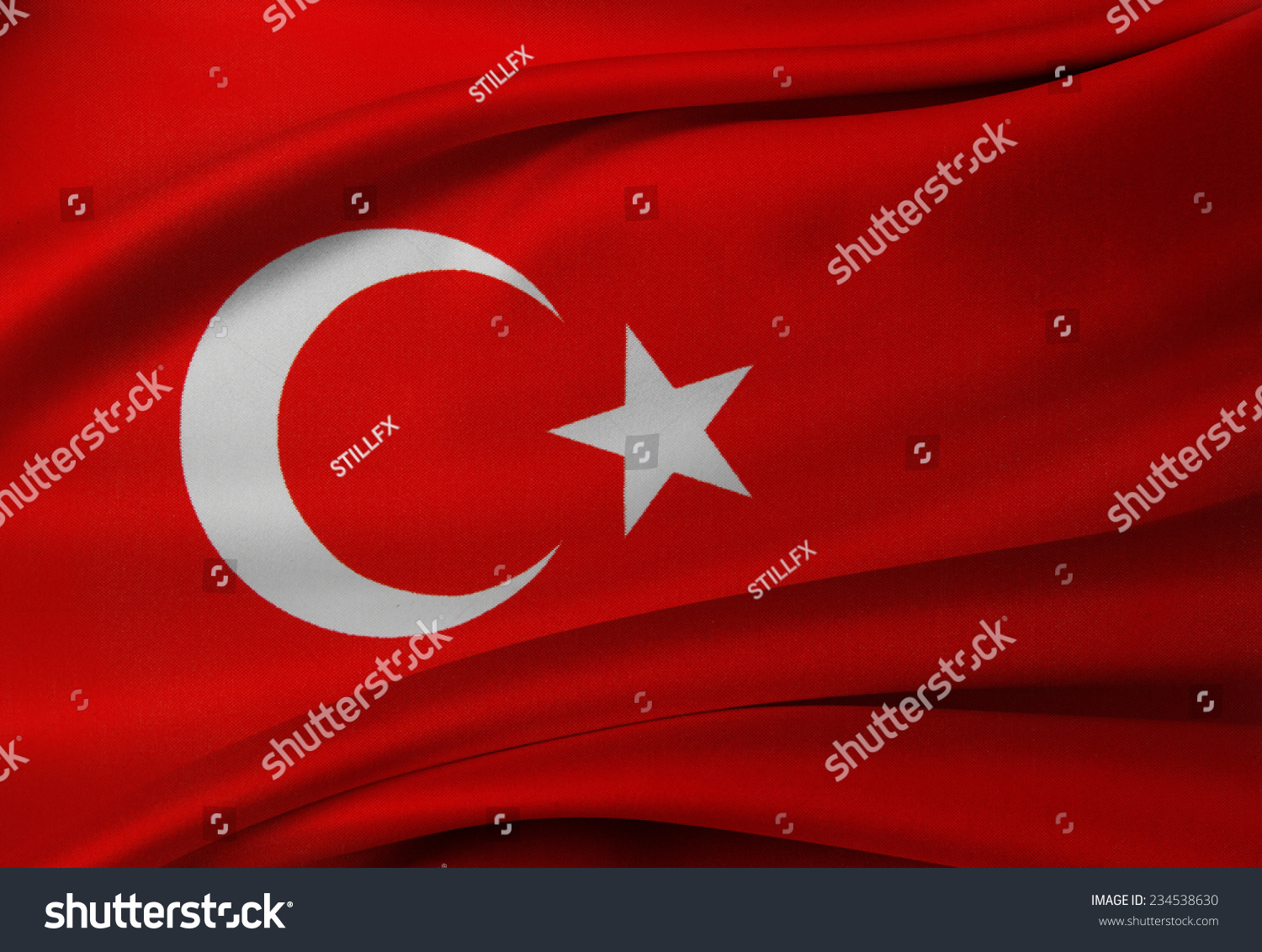 PowerPoint Template: closeup of silky turkish flag (jklmkpnkh)