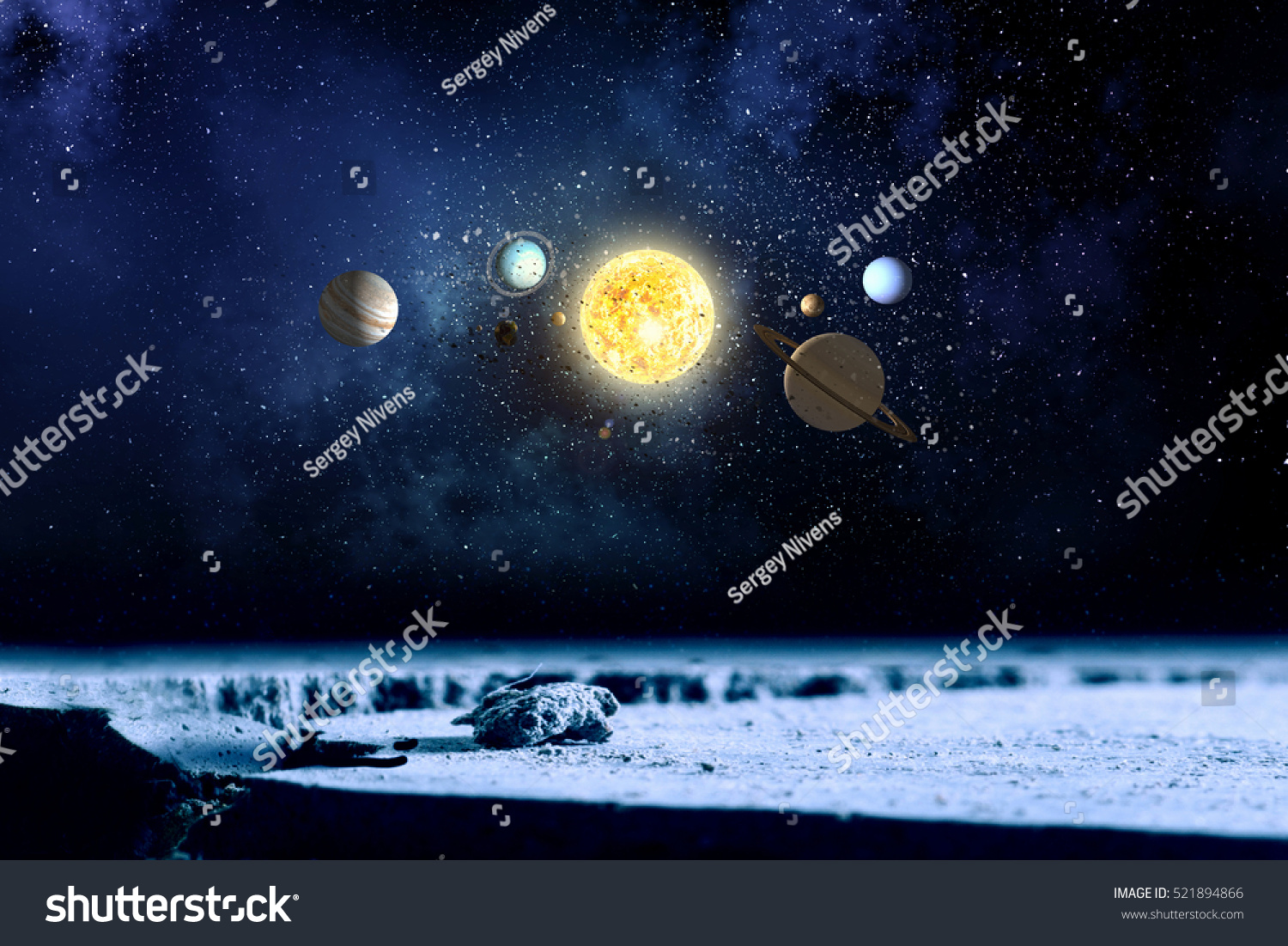 PowerPoint Template: solar system outer space - (mjipulpnn)