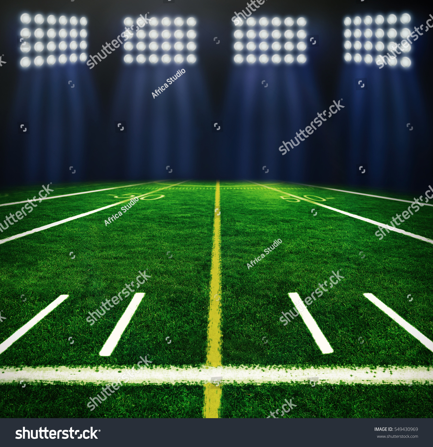 PowerPoint Template lines football field illuminated at (mlulkhunu)