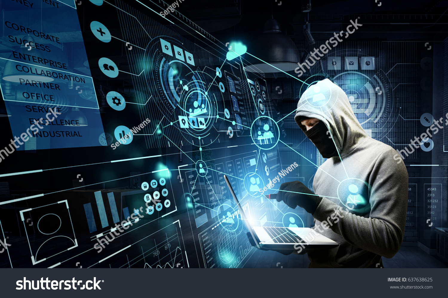 PowerPoint Template hacker network security and privacy crime